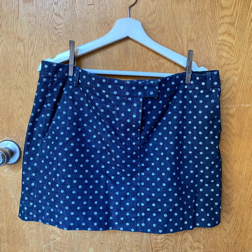 Polka Dot Denim Mini Skirt